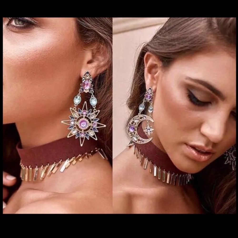 Bohemian Star Moon Statement Earrings